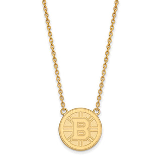 14k Gold NHL LogoArt Boston Bruins Large Pendant 18 inch Necklace 4Y016BRI-18