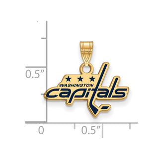 Sterling Silver Gold-plated NHL LogoArt Washington Capitals Small Enameled Pendant