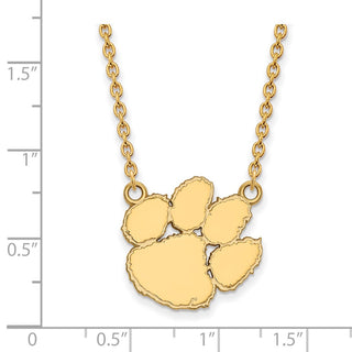 14k Gold LogoArt Clemson University Tiger Paw Large Pendant 18 inch Necklace