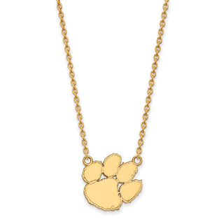 14k Gold LogoArt Clemson University Tiger Paw Large Pendant 18 inch Necklace