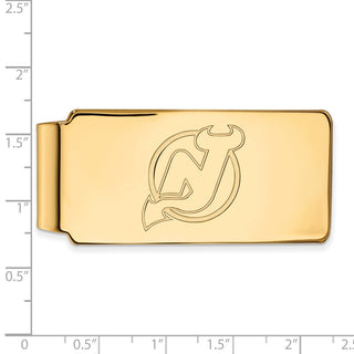 Sterling Silver Gold-plated NHL LogoArt New Jersey Devils Money Clip