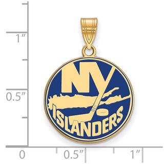 Sterling Silver Gold-plated NHL LogoArt New York Islanders Large Enameled Pendant