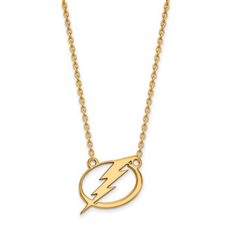 Sterling Silver Gold-plated NHL LogoArt Tampa Bay Lightning Large Pendant 18 inch Necklace