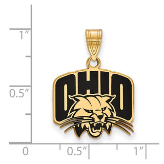 Sterling Silver Gold-plated LogoArt Ohio University Medium Enameled Pendant