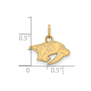 Sterling Silver Gold-plated NHL LogoArt Nashville Predators Extra Small Pendant