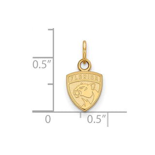 Sterling Silver Gold-plated NHL LogoArt Florida Panthers Extra Small Pendant