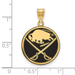 Sterling Silver Gold-plated NHL LogoArt Buffalo Sabres Large Enameled Pendant