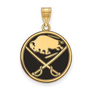 Sterling Silver Gold-plated NHL LogoArt Buffalo Sabres Large Enameled Pendant