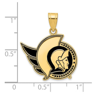 Sterling Silver Gold-plated NHL LogoArt Ottawa Senators Large Enameled Pendant