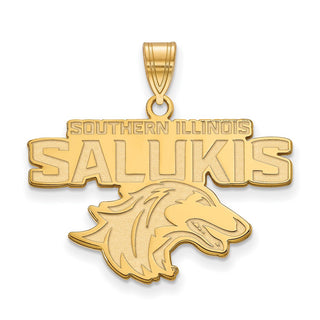 Sterling Silver Gold-plated LogoArt Southern Illinois University Salukis Large Pendant