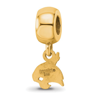 Sterling Silver Gold-plated LogoArt Texas State University Bobcat Extra Small Dangle Bead Charm