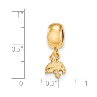 Sterling Silver Gold-plated LogoArt Texas State University Bobcat Extra Small Dangle Bead Charm
