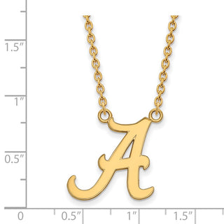 10k Gold LogoArt University of Alabama Letter A Large Pendant 18 inch Necklace
