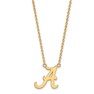 10k Gold LogoArt University of Alabama Letter A Large Pendant 18 inch Necklace