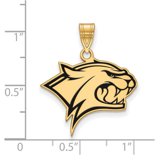 Sterling Silver Gold-plated LogoArt University of New Hampshire Wildcat Large Enameled Pendant