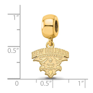 Sterling Silver Gold-plated LogoArt University of New Orleans U-N-O Small Dangle Bead Charm