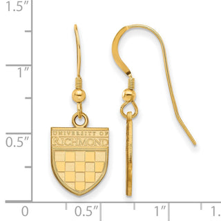 Sterling Silver Gold-plated LogoArt University of Richmond Small Dangle Earrings Wire