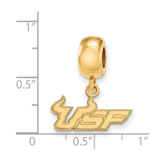 Sterling Silver Gold-plated LogoArt University of South Florida U-S-F Small Dangle Bead Charm
