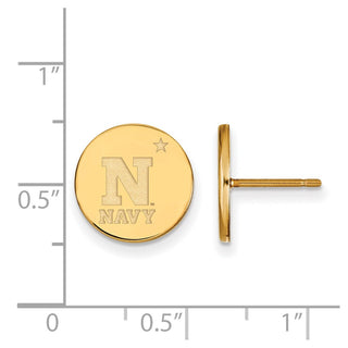 Sterling Silver Gold-plated LogoArt US Naval Academy Small Disc Post Earrings