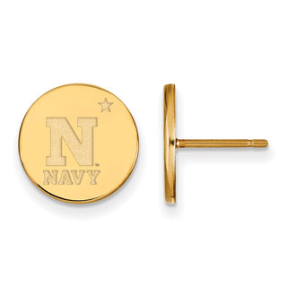 Sterling Silver Gold-plated LogoArt US Naval Academy Small Disc Post Earrings