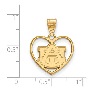 Sterling Silver Gold-plated LogoArt Auburn University Heart Pendant