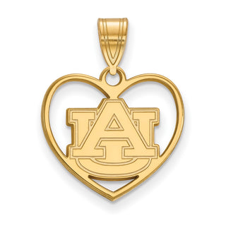 Sterling Silver Gold-plated LogoArt Auburn University Heart Pendant
