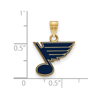 Sterling Silver Gold-plated NHL LogoArt St. Louis Blues Small Enameled Pendant