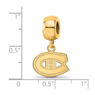 Sterling Silver Gold-plated NHL LogoArt Montreal Canadiens Extra Small Dangle Bead Charm