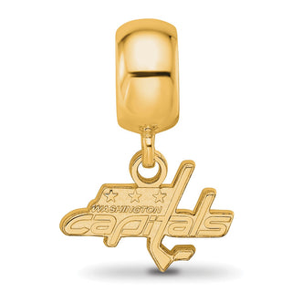 Sterling Silver Gold-plated NHL LogoArt Washington Capitals Extra Small Dangle Bead Charm