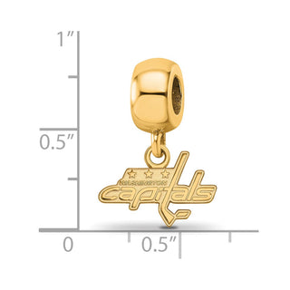 Sterling Silver Gold-plated NHL LogoArt Washington Capitals Extra Small Dangle Bead Charm