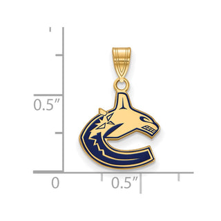 Sterling Silver Gold-plated NHL LogoArt Vancouver Canucks Small Enameled Pendant