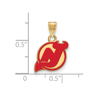 Sterling Silver Gold-plated NHL LogoArt New Jersey Devils Small Enameled Pendant