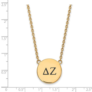 Sterling Silver Gold-plated LogoArt Delta Zeta Sorority Greek Letters Large Black Enamel Pendant 18 inch Necklace