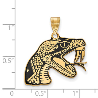 Sterling Silver Gold-plated LogoArt Florida A and M University Rattler Large Enameled Pendant