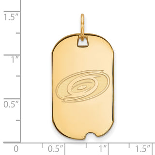 Sterling Silver Gold-plated NHL LogoArt Carolina Hurricanes Small Dog Tag Pendant