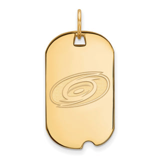 Sterling Silver Gold-plated NHL LogoArt Carolina Hurricanes Small Dog Tag Pendant