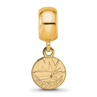 Sterling Silver Gold-plated NHL LogoArt New York Islanders Extra Small Dangle Bead Charm
