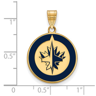 Sterling Silver Gold-plated NHL LogoArt Winnipeg Jets Large Enameled Pendant