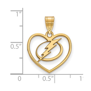 Sterling Silver Gold-plated NHL LogoArt Tampa Bay Lightning Heart Pendant
