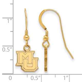 Sterling Silver Gold-plated LogoArt Marquette University M-U Extra Small Dangle Wire Earrings