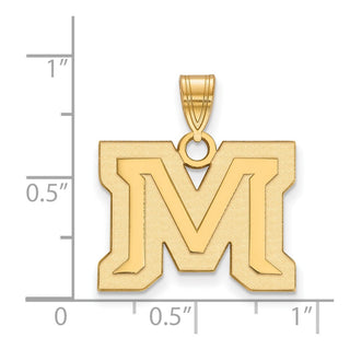 10k Gold LogoArt Montana State University Letter M Medium Pendant