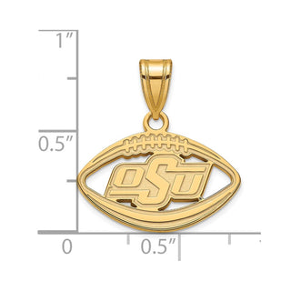 Sterling Silver Gold-plated LogoArt Oklahoma State University O-S-U Football Pendant