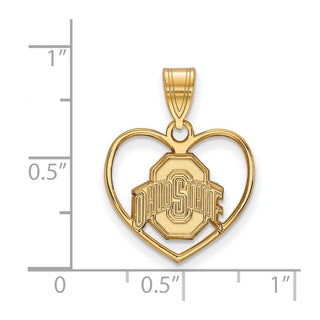 Sterling Silver Gold-plated LogoArt The Ohio State University Heart Pendant