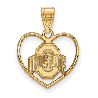 Sterling Silver Gold-plated LogoArt The Ohio State University Heart Pendant