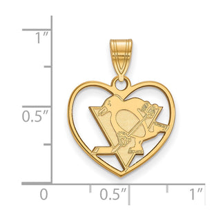 Sterling Silver Gold-plated NHL LogoArt Pittsburgh Penguins Heart Pendant