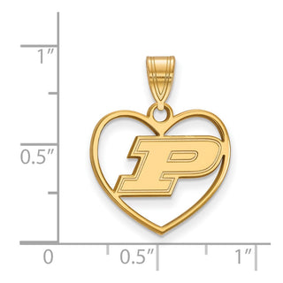 Sterling Silver Gold-plated LogoArt Purdue University Letter P Heart Pendant