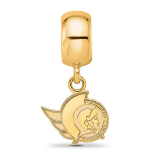 Sterling Silver Gold-plated NHL LogoArt Ottawa Senators Extra Small Dangle Bead Charm