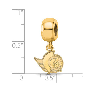 Sterling Silver Gold-plated NHL LogoArt Ottawa Senators Extra Small Dangle Bead Charm