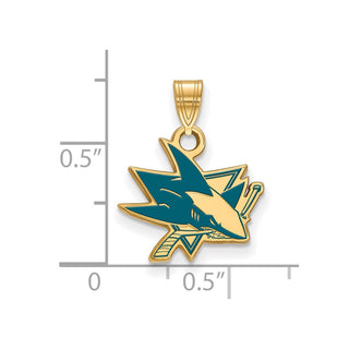 Sterling Silver Gold-plated NHL LogoArt San Jose Sharks Small Enamel Pendant