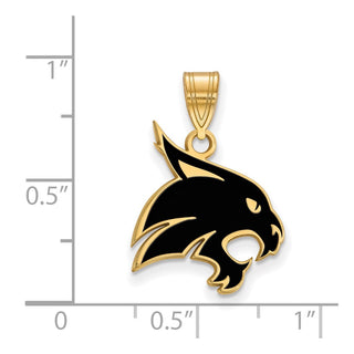 Sterling Silver Gold-plated LogoArt Texas State University Bobcat Large Enameled Pendant